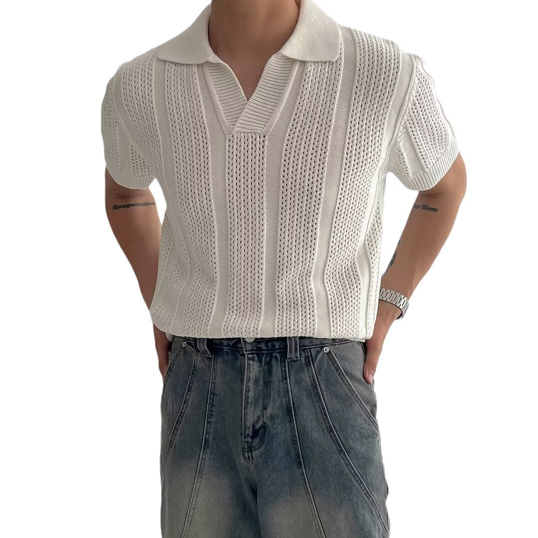 Men's Premium Hollow Knit Polo Shirt - Breathable Summer Slim Fit