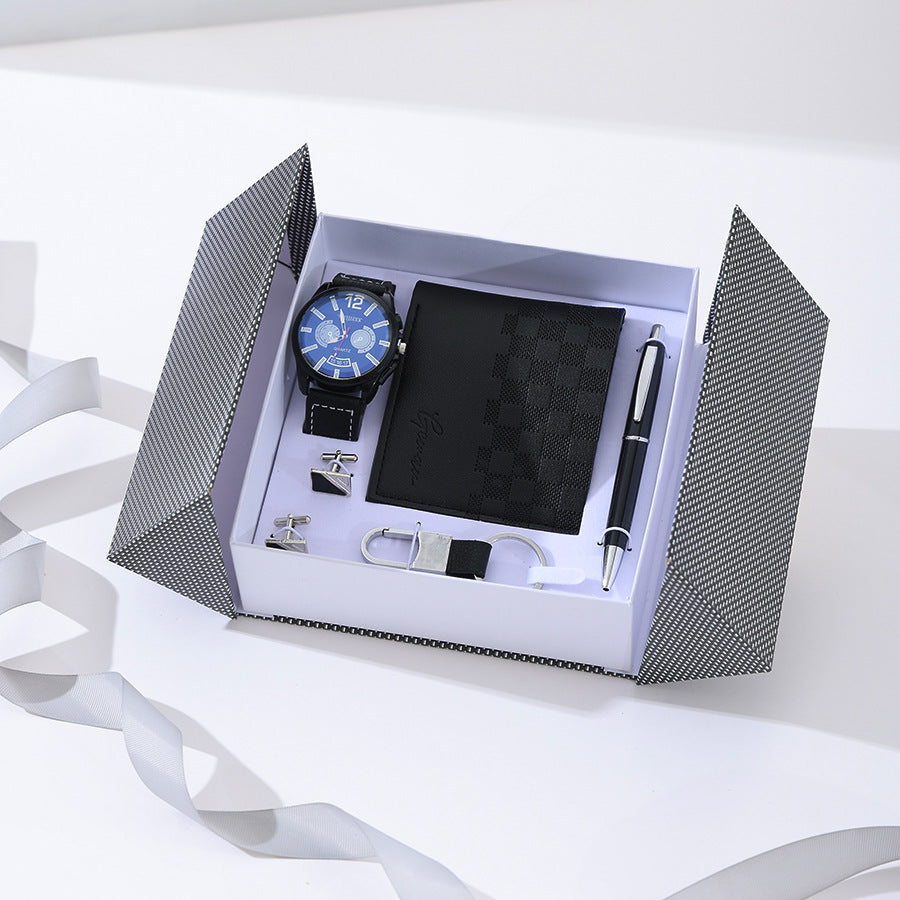 Business Leather Gift Set with Watch and Perfume
