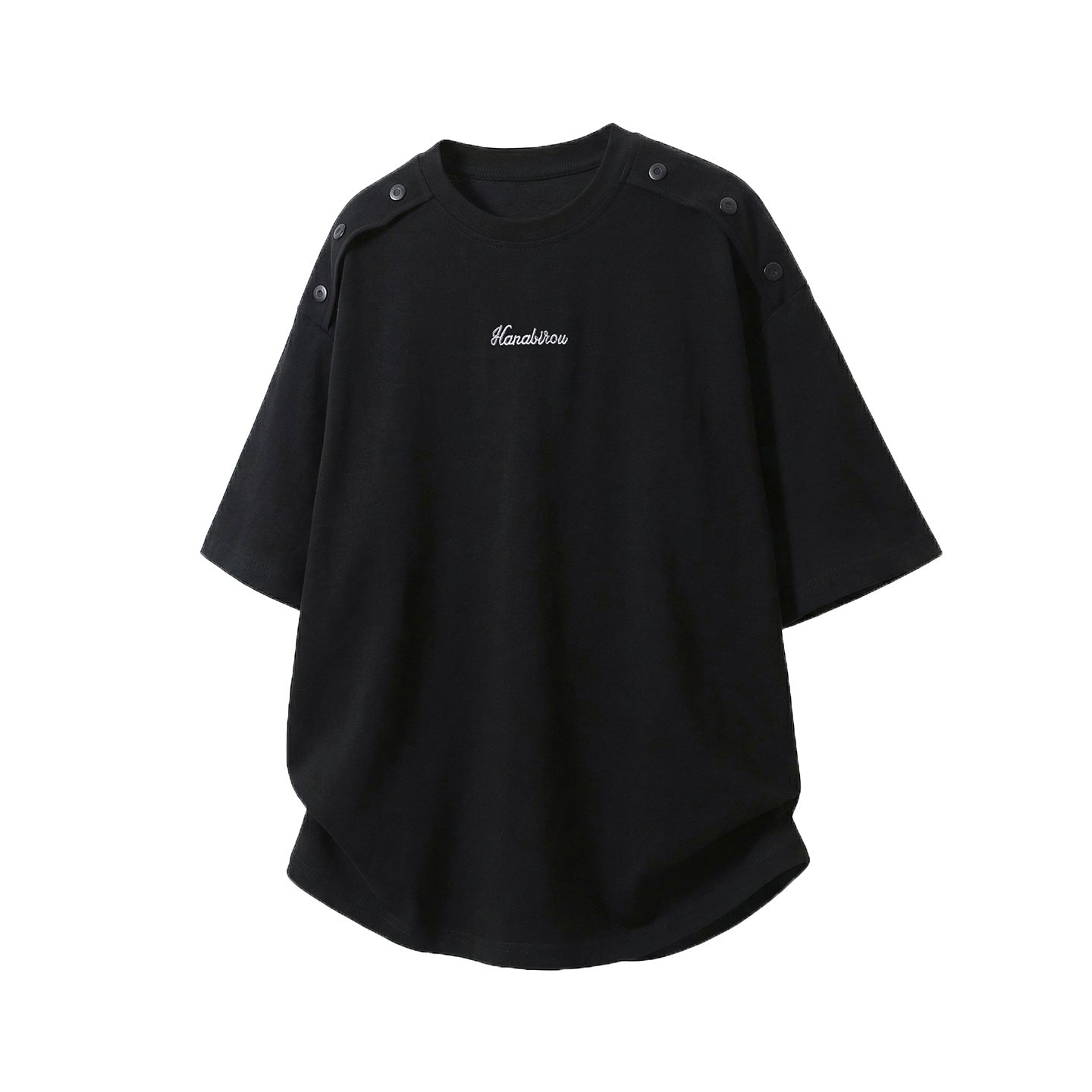 Unisex Premium Oversized Cotton T-Shirt | Casual Loose Fit Crew Neck Tee with Shoulder Button Detail
