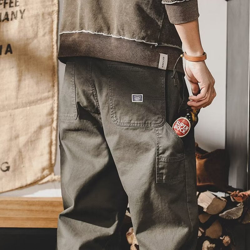 Men's Loose Fit Cargo Pants | Casual Multi-Pocket Drawstring Utility Trousers