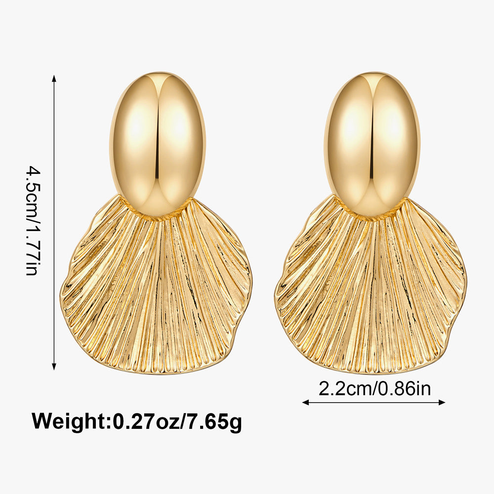 14K Gold Plated Leaf Drop Earrings | Elegant Geometric Statement Jewelry
