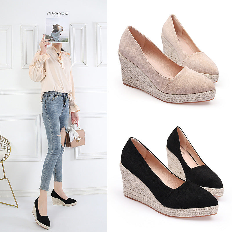Women's Classic Suede Wedge Heels | Comfortable Pointed Toe Dress Shoes