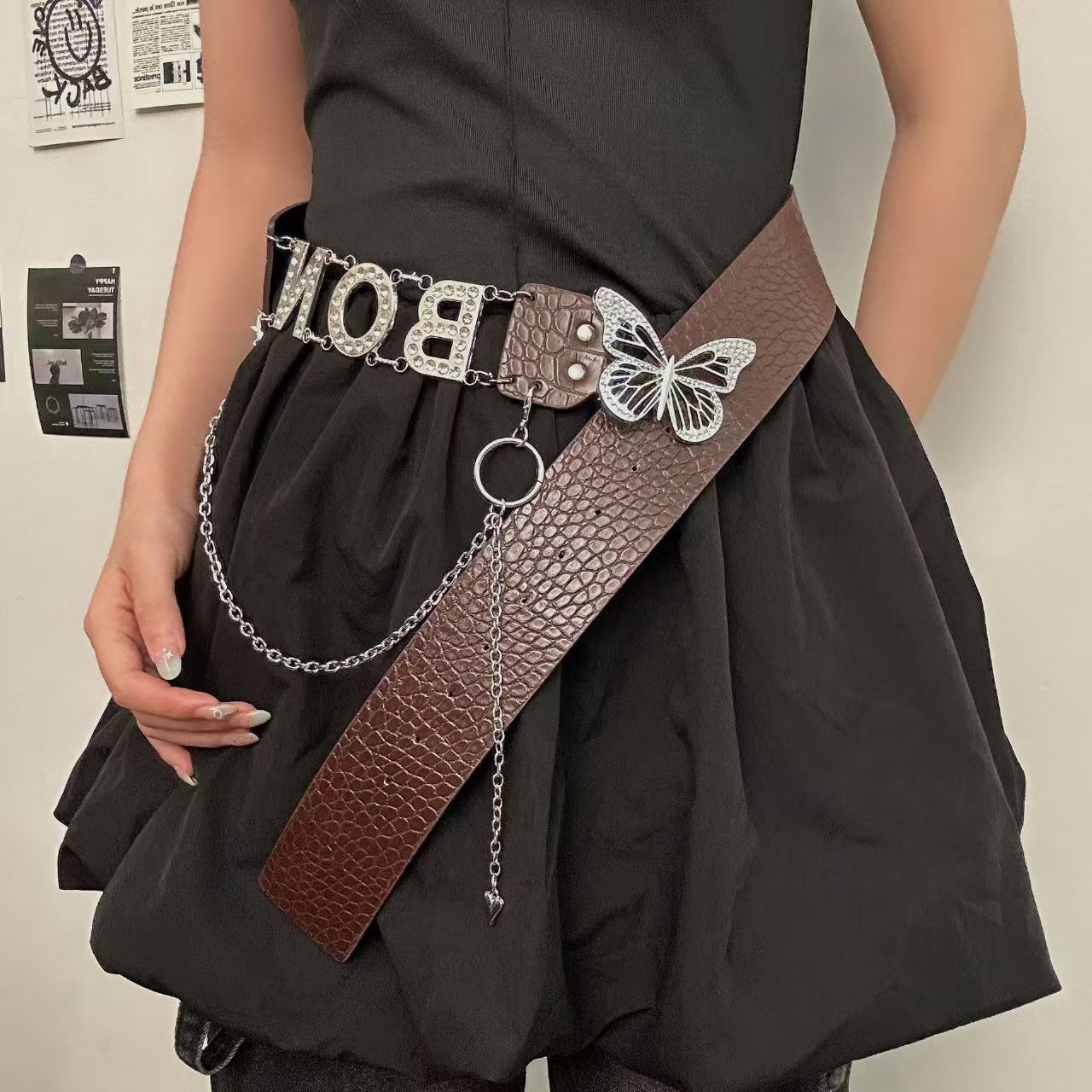 Retro Leather Belt with Decorative Buckle | Vintage Y2K Fashion Waist Belt