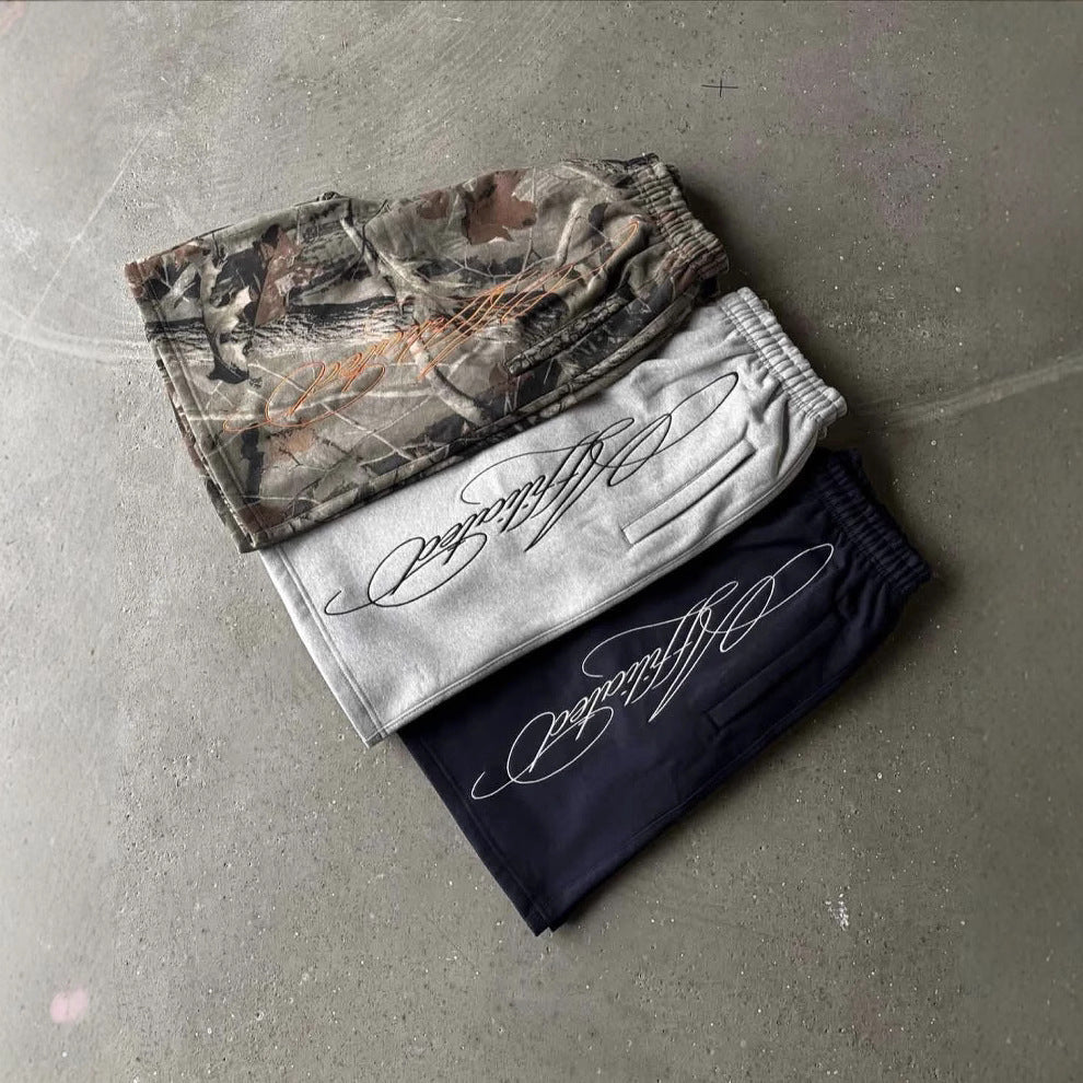 Men's Embroidered Casual Shorts | Loose Fit Streetwear Athletic Shorts