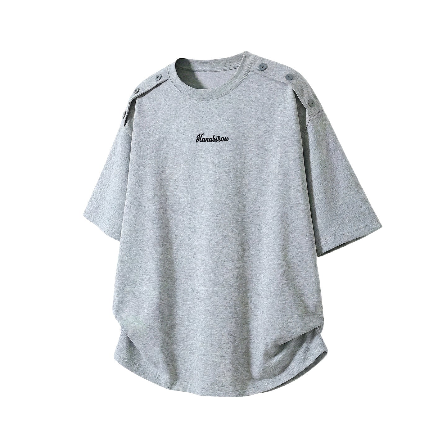 Unisex Premium Oversized Cotton T-Shirt | Casual Loose Fit Crew Neck Tee with Shoulder Button Detail