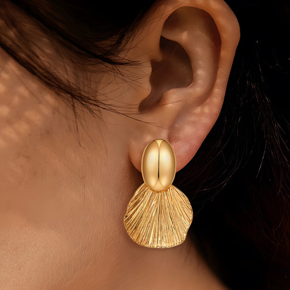 14K Gold Plated Leaf Drop Earrings | Elegant Geometric Statement Jewelry