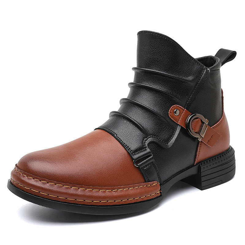 Men's Classic Ankle Boots | Casual Side Zip Low Heel Fashion Boots
