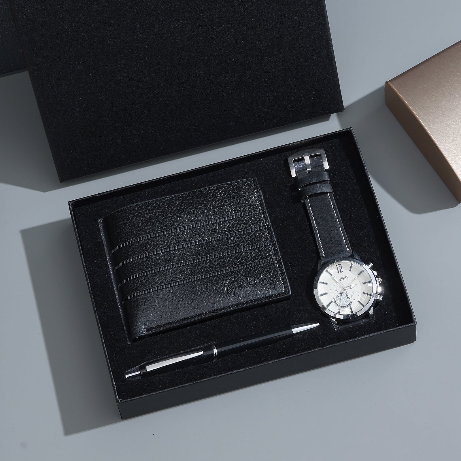 Business Leather Gift Set with Watch and Perfume