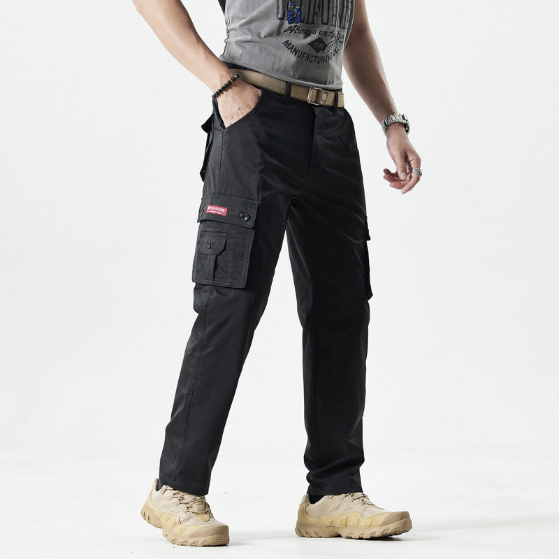 Men's Straight Leg Cargo Pants | Multi-Pocket Casual Utility Trousers