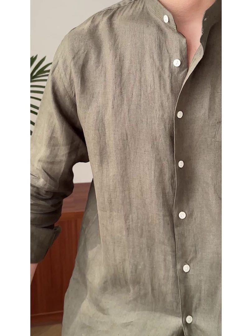 Men's Premium Linen Long Sleeve Shirt | Breathable Relaxed Fit Casual Button-Up Shirt