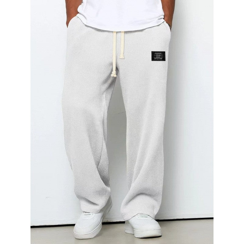 Men's Waffle Knit Sweatpants | Comfortable Drawstring Lounge Pants