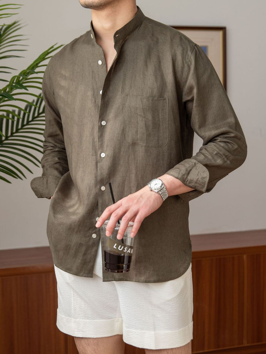 Men's Premium Linen Long Sleeve Shirt | Breathable Relaxed Fit Casual Button-Up Shirt