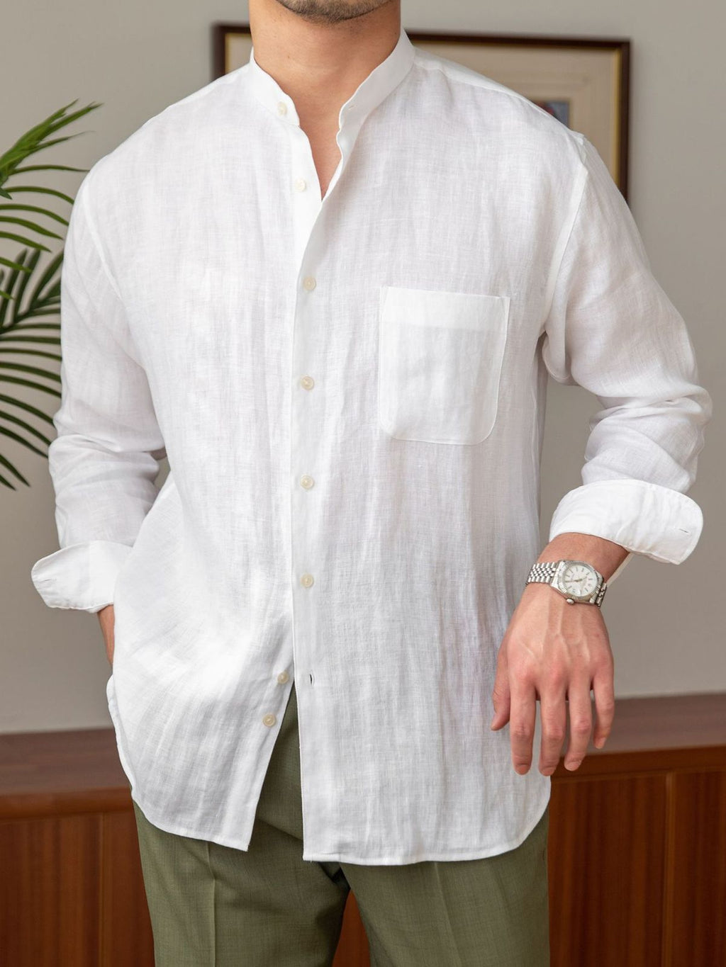 Men's Premium Linen Long Sleeve Shirt | Breathable Relaxed Fit Casual Button-Up Shirt