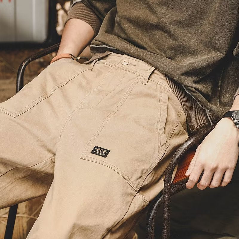 Men's Loose Fit Cargo Pants | Casual Multi-Pocket Drawstring Utility Trousers