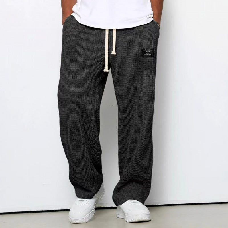 Men's Waffle Knit Sweatpants | Comfortable Drawstring Lounge Pants