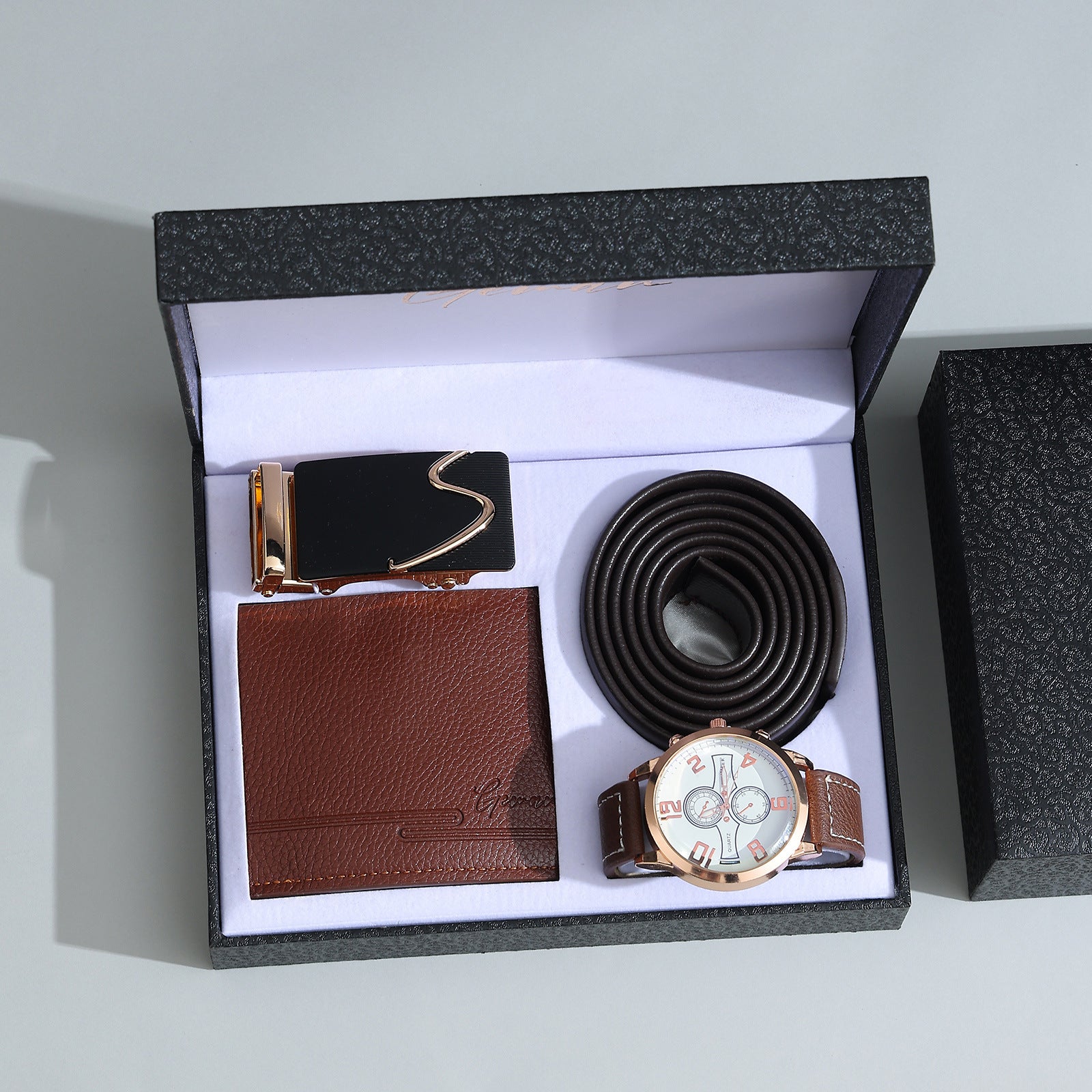 Business Leather Gift Set with Watch and Perfume